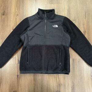 The North Face Denali Fleece Jacket Girls L 14/16 Black Polartec Full Zip Youth